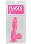 Basix Rubber Works 6.5in Dong With Suction Cup Waterproof - Pink